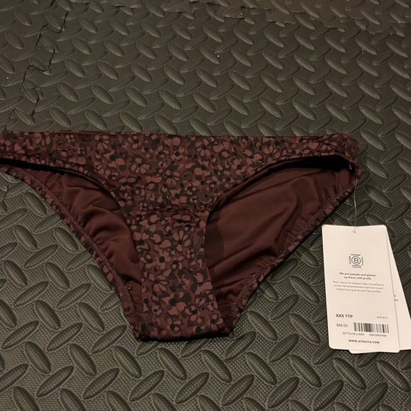 NWT ATHLETA Clean Medium Bikini Bottom IN Camo Flora Decadent Chocolate XXS - Picture 3 of 10